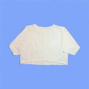 Babaton White Mid Sleeve Cropped Top sz L